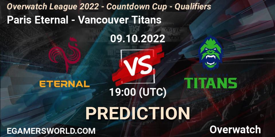Prognoza Paris Eternal - Vancouver Titans. 09.10.22, Overwatch, Overwatch League 2022 - Countdown Cup - Qualifiers