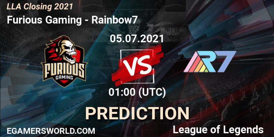 Prognoza Furious Gaming - Rainbow7. 05.07.21, LoL, LLA Closing 2021