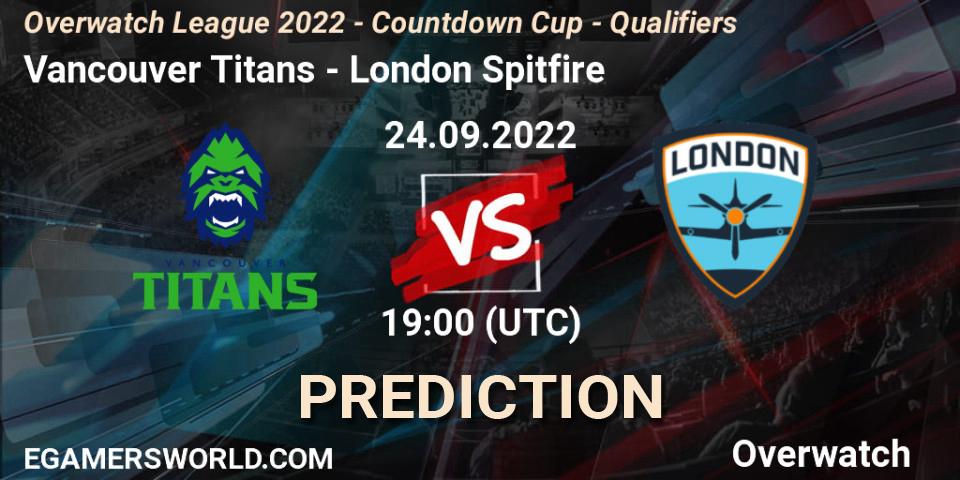 Prognoza Vancouver Titans - London Spitfire. 24.09.2022 at 19:00, Overwatch, Overwatch League 2022 - Countdown Cup - Qualifiers