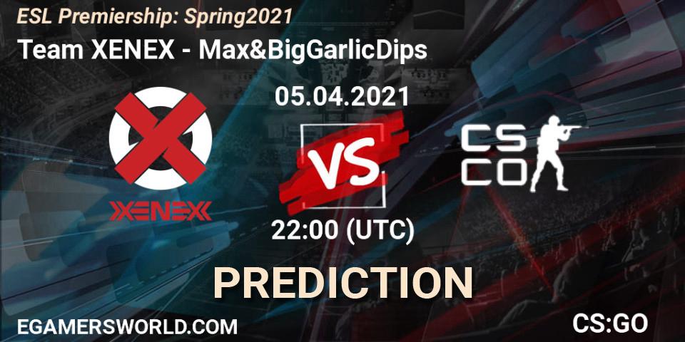 Prognoza XENEX - Max&BigGarlicDips. 05.04.2021 at 21:00, Counter-Strike (CS2), ESL Premiership: Spring 2021