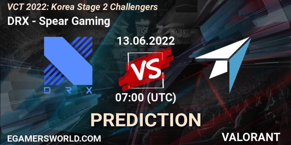 Prognoza DRX - Spear Gaming. 13.06.2022 at 07:00, VALORANT, VCT 2022: Korea Stage 2 Challengers