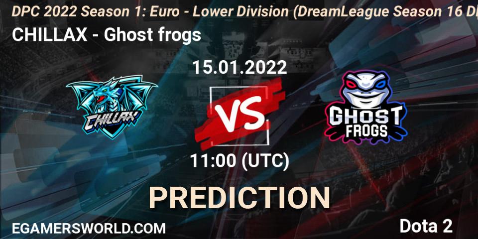Prognoza CHILLAX - Ghost frogs. 15.01.2022 at 10:55, Dota 2, DPC 2022 Season 1: Euro - Lower Division (DreamLeague Season 16 DPC WEU)