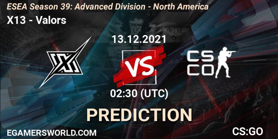 Prognoza X13 - Valors. 13.12.2021 at 02:00, Counter-Strike (CS2), ESEA Season 39: Advanced Division - North America