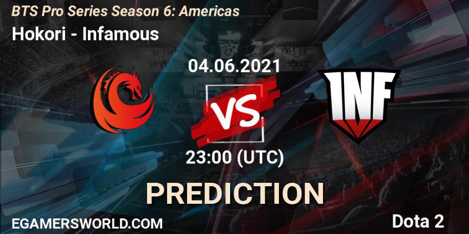 Prognoza Hokori - Infamous. 04.06.2021 at 20:00, Dota 2, BTS Pro Series Season 6: Americas