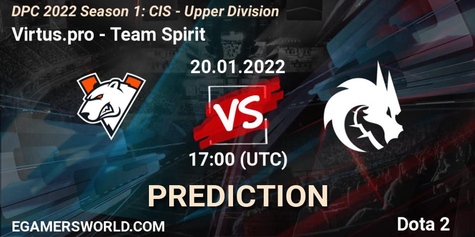 Prognoza Virtus.pro - Team Spirit. 20.01.2022 at 18:10, Dota 2, DPC 2022 Season 1: CIS - Upper Division