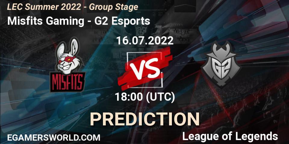 Prognoza Misfits Gaming - G2 Esports. 16.07.22, LoL, LEC Summer 2022 - Group Stage