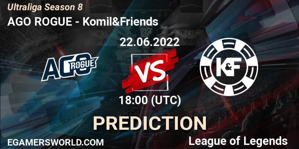 Prognoza AGO ROGUE - Komil&Friends. 22.06.2022 at 18:15, LoL, Ultraliga Season 8