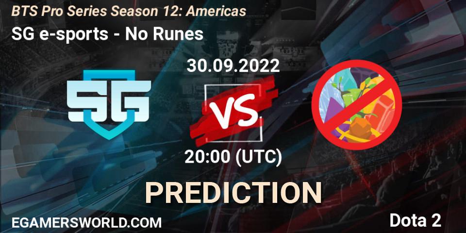 Prognoza SG e-sports - No Runes. 30.09.22, Dota 2, BTS Pro Series Season 12: Americas