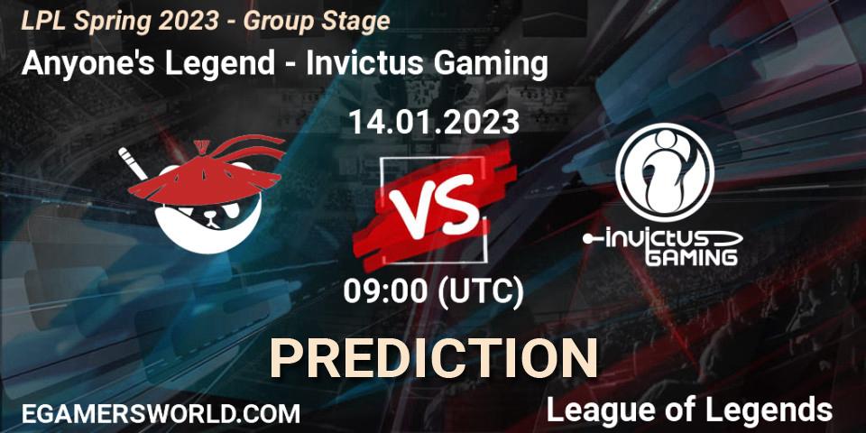 Prognoza Anyone's Legend - Invictus Gaming. 14.01.23, LoL, LPL Spring 2023 - Group Stage