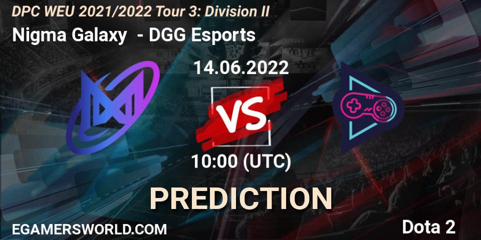 Prognoza Nigma Galaxy - DGG Esports. 14.06.22, Dota 2, DPC WEU 2021/2022 Tour 3: Division II