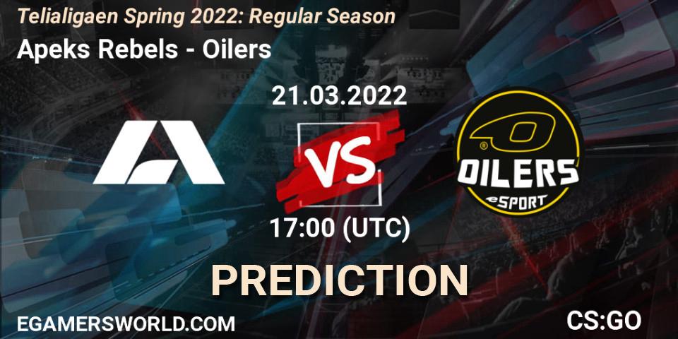 Prognoza Apeks Rebels - Oilers. 21.03.2022 at 17:00, Counter-Strike (CS2), Telialigaen Spring 2022: Regular Season