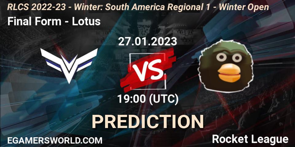 Prognoza Final Form - Lotus. 27.01.2023 at 19:00, Rocket League, RLCS 2022-23 - Winter: South America Regional 1 - Winter Open