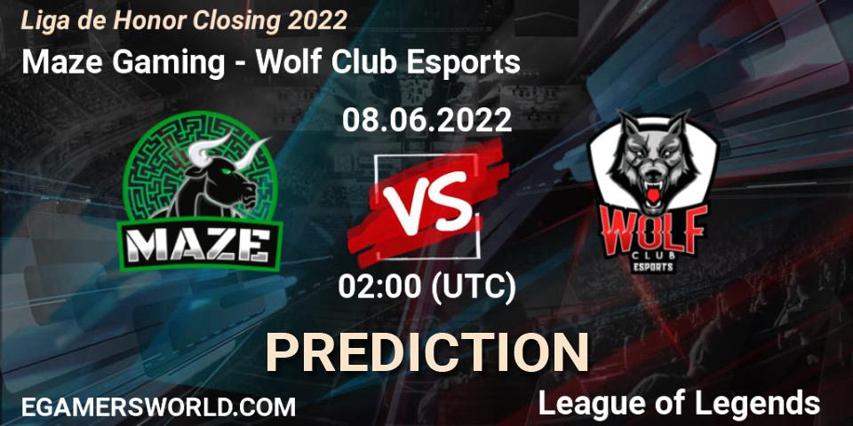 Prognoza Maze Gaming - Wolf Club Esports. 08.06.2022 at 02:00, LoL, Liga de Honor Closing 2022
