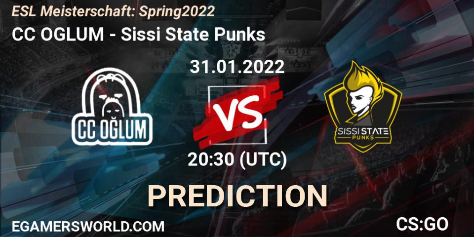 Prognoza CC OGLUM - Sissi State Punks. 31.01.2022 at 20:30, Counter-Strike (CS2), ESL Meisterschaft: Spring 2022