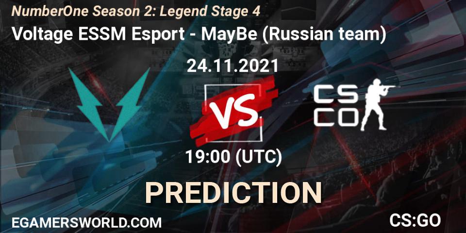 Prognoza Voltage ESSM Esport - MayBe (Russian team). 24.11.2021 at 19:00, Counter-Strike (CS2), NumberOne Season 2: Legend Stage 4