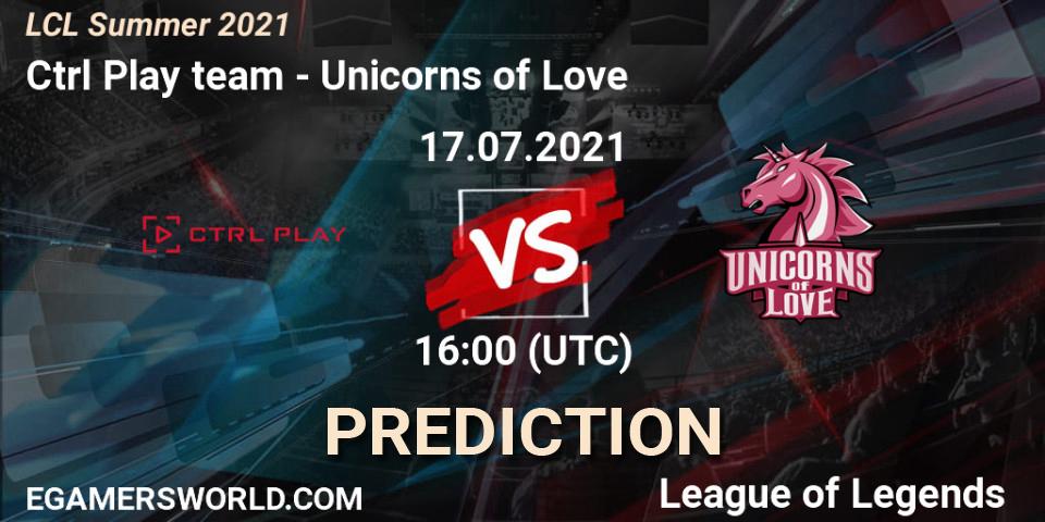 Prognoza Ctrl Play team - Unicorns of Love. 17.07.2021 at 16:10, LoL, LCL Summer 2021