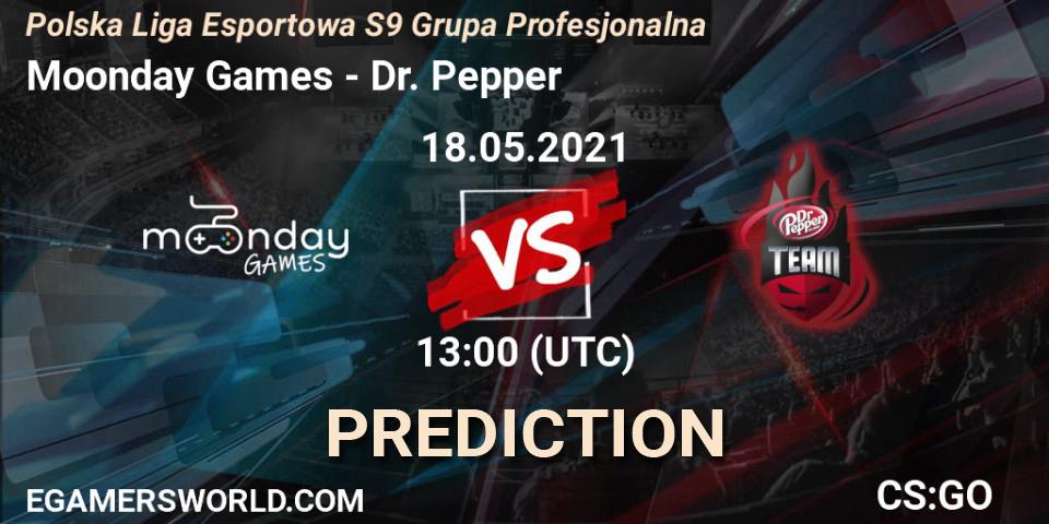 Prognoza Moonday Games - Dr. Pepper. 18.05.2021 at 13:00, Counter-Strike (CS2), Polska Liga Esportowa S9 Grupa Profesjonalna