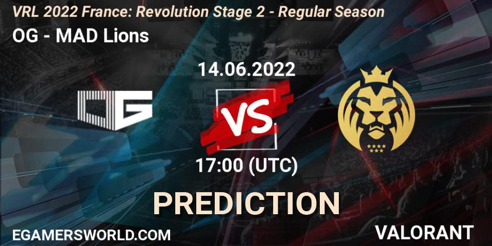 Prognoza OG - MAD Lions. 14.06.2022 at 17:35, VALORANT, VRL 2022 France: Revolution Stage 2 - Regular Season