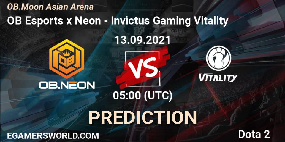 Prognoza OB Esports x Neon - Invictus Gaming Vitality. 13.09.2021 at 05:08, Dota 2, OB.Moon Asian Arena