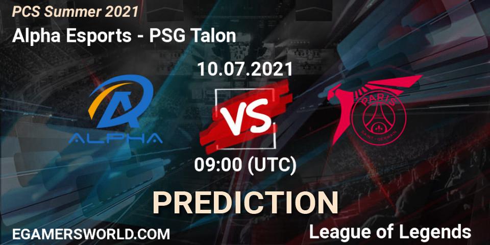 Prognoza Alpha Esports - PSG Talon. 10.07.2021 at 09:00, LoL, PCS Summer 2021