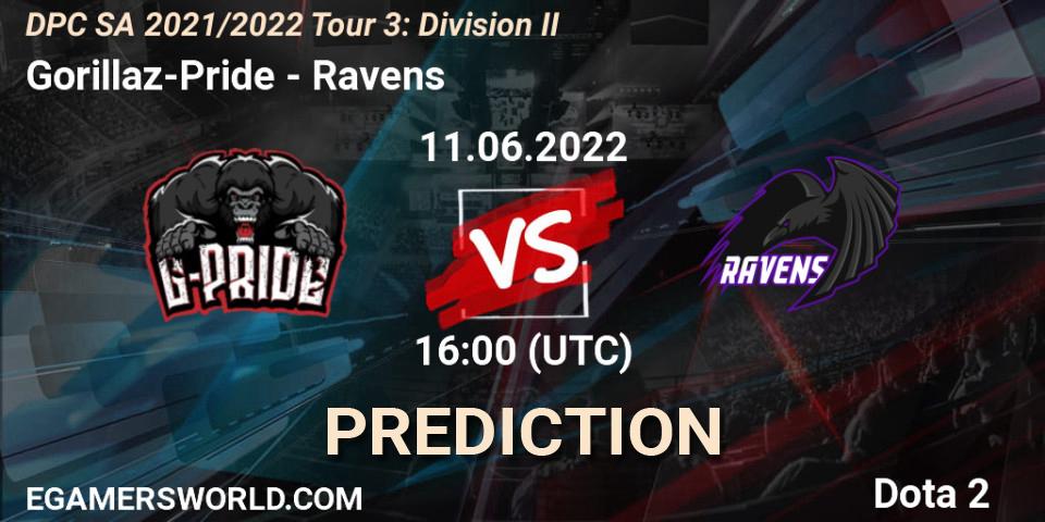 Prognoza Gorillaz-Pride - Ravens. 11.06.22, Dota 2, DPC SA 2021/2022 Tour 3: Division II