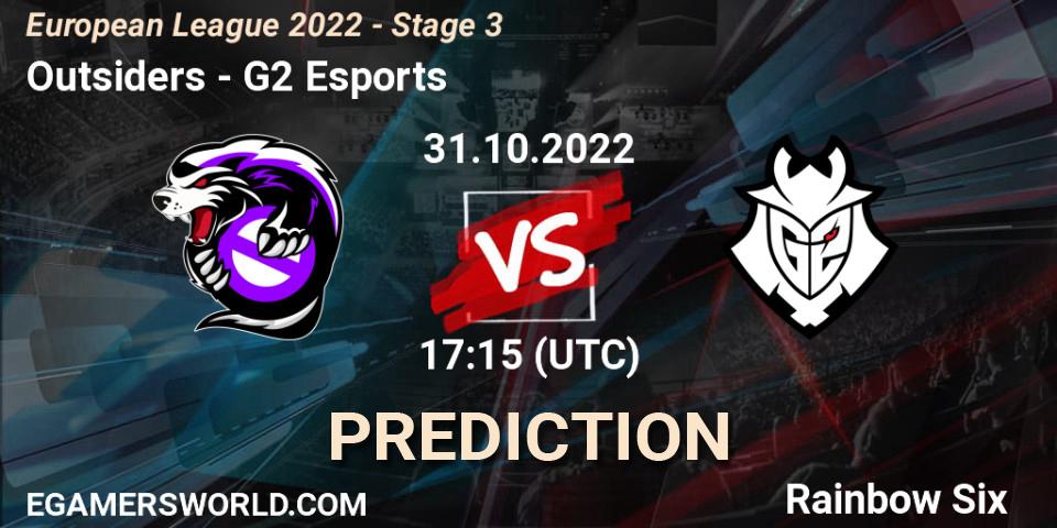 Prognoza Outsiders - G2 Esports. 31.10.2022 at 22:00, Rainbow Six, European League 2022 - Stage 3