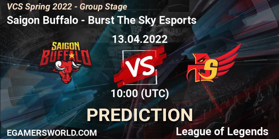 Prognoza Saigon Buffalo - Burst The Sky Esports. 13.04.2022 at 10:00, LoL, VCS Spring 2022 - Group Stage 