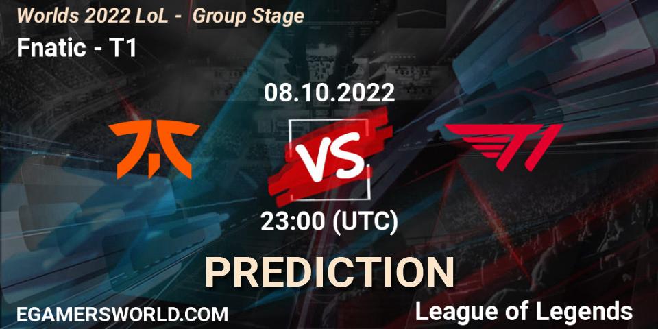 Prognoza Fnatic - T1. 08.10.2022 at 23:00, LoL, Worlds 2022 LoL - Group Stage