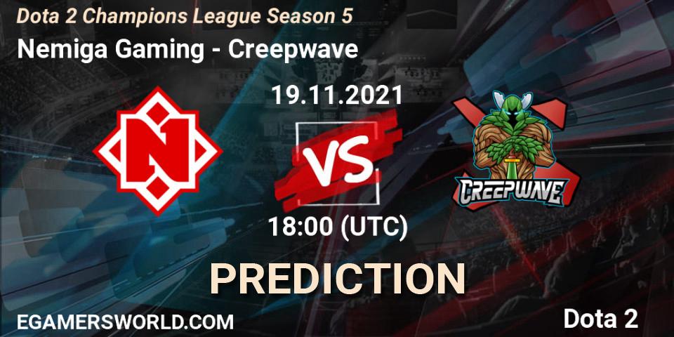 Prognoza Nemiga Gaming - Creepwave. 19.11.2021 at 18:00, Dota 2, Dota 2 Champions League 2021 Season 5