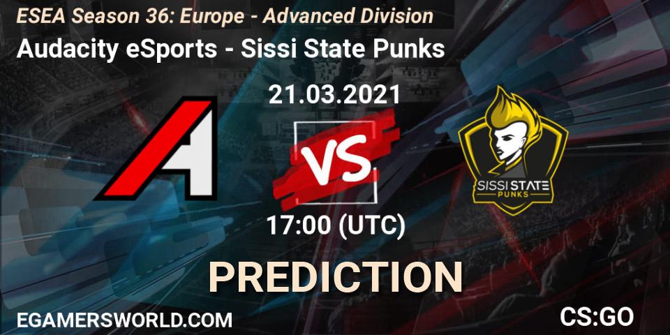 Prognoza Audacity eSports - Sissi State Punks. 21.03.2021 at 17:00, Counter-Strike (CS2), ESEA Season 36: Europe - Advanced Division