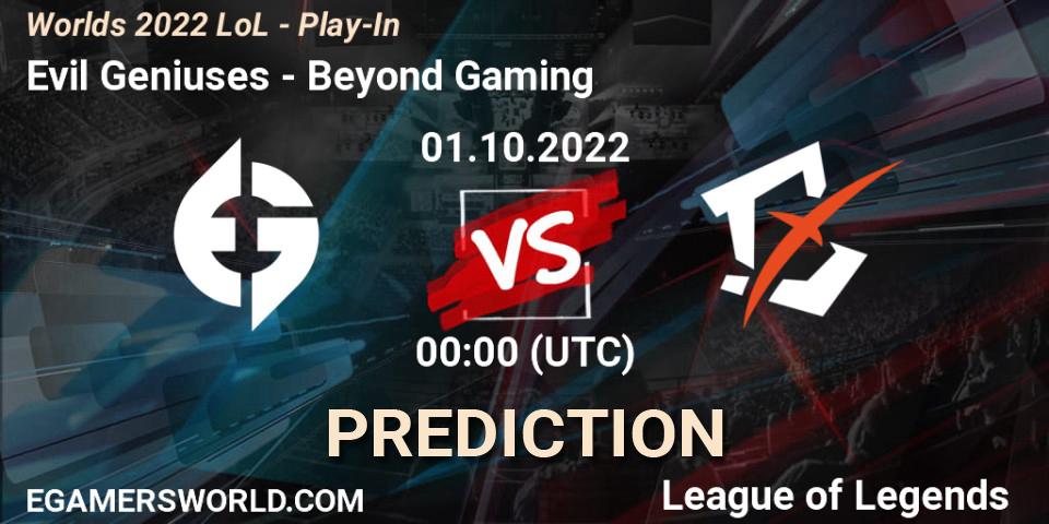 Prognoza Evil Geniuses - Beyond Gaming. 01.10.2022 at 00:30, LoL, Worlds 2022 LoL - Play-In