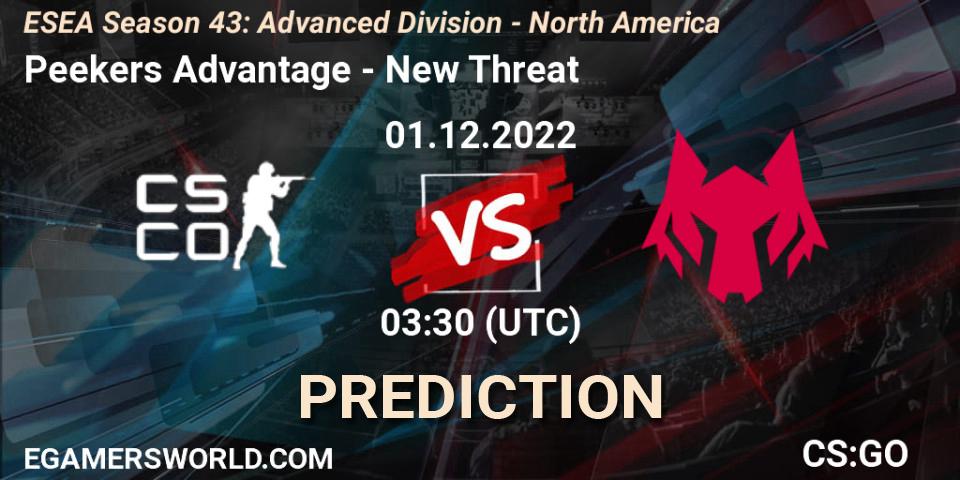 Prognoza Peekers Advantage - New Threat. 01.12.22, CS2 (CS:GO), ESEA Season 43: Advanced Division - North America