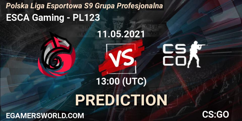 Prognoza ESCA Gaming - PL123. 11.05.2021 at 13:00, Counter-Strike (CS2), Polska Liga Esportowa S9 Grupa Profesjonalna
