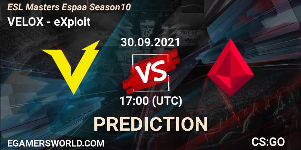 Prognoza VELOX - eXploit. 30.09.2021 at 17:00, Counter-Strike (CS2), ESL Masters Spain Season 10 Finals
