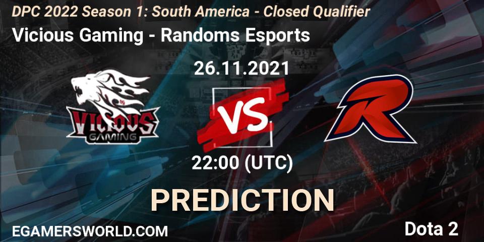 Prognoza Vicious Gaming - Randoms Esports. 26.11.21, Dota 2, DPC 2022 Season 1: South America - Closed Qualifier