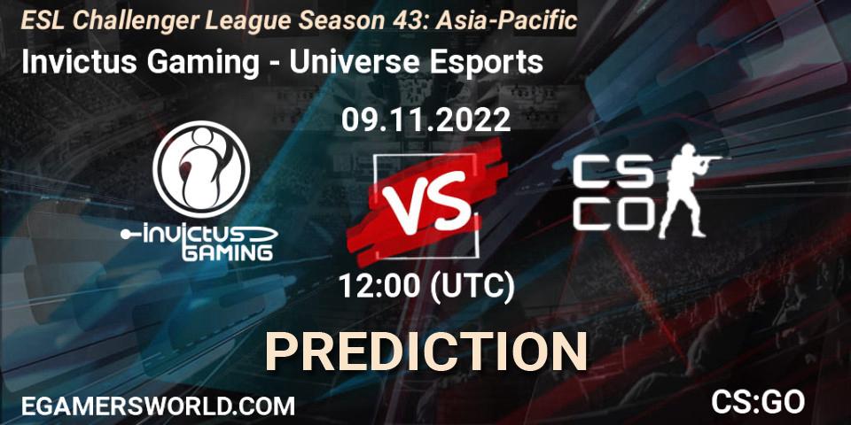 Prognoza Invictus Gaming - Universe Esports. 09.11.22, CS2 (CS:GO), ESL Challenger League Season 43: Asia-Pacific