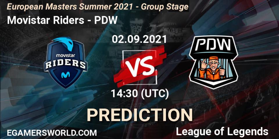 Prognoza Movistar Riders - PDW. 02.09.2021 at 14:30, LoL, European Masters Summer 2021 - Group Stage