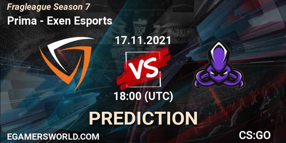 Prognoza Prima - Exen Esports. 17.11.2021 at 18:00, Counter-Strike (CS2), Fragleague Season 7
