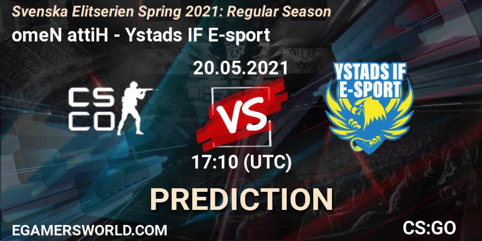 Prognoza omeN attiH - Ystads IF E-sport. 20.05.2021 at 17:10, Counter-Strike (CS2), Svenska Elitserien Spring 2021: Regular Season