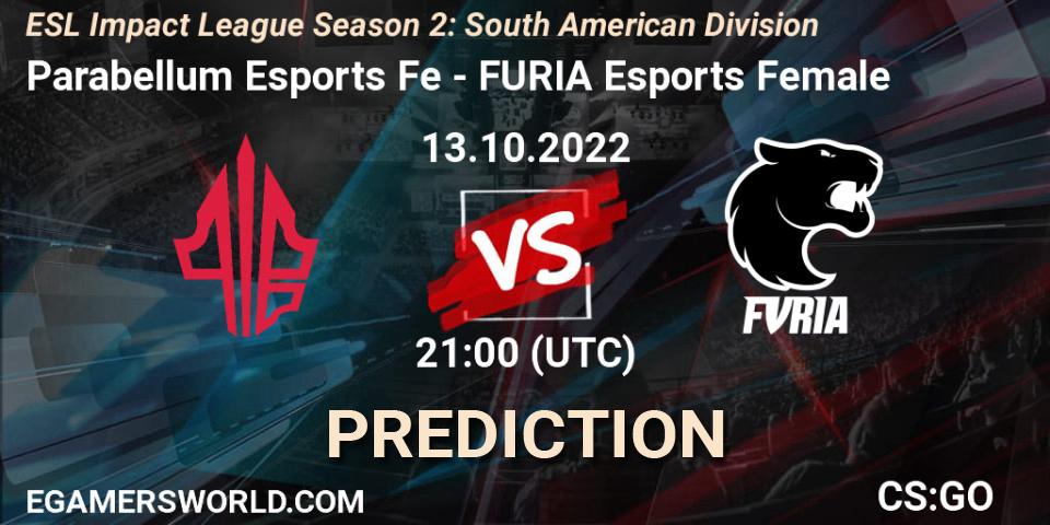 Prognoza Parabellum Esports Fe - FURIA Esports Female. 13.10.2022 at 21:00, Counter-Strike (CS2), ESL Impact League Season 2: South American Division