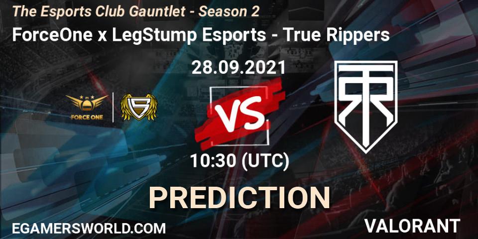 Prognoza ForceOne x LegStump Esports - True Rippers. 28.09.2021 at 10:30, VALORANT, The Esports Club Gauntlet - Season 2