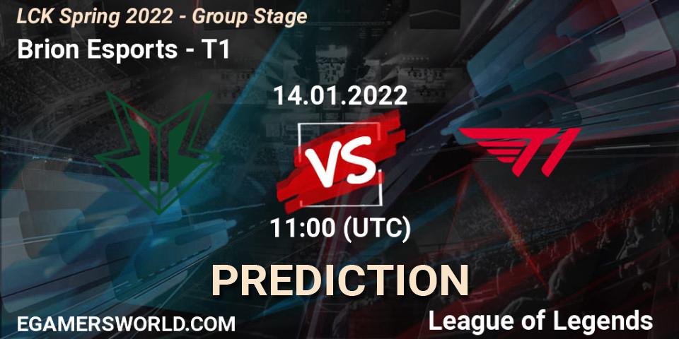 Prognoza Brion Esports - T1. 14.01.2022 at 11:00, LoL, LCK Spring 2022 - Group Stage