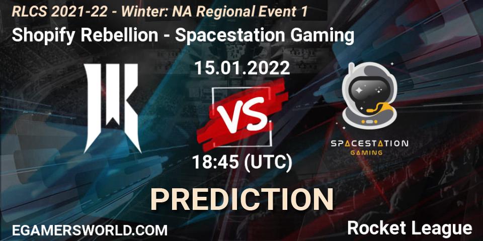 Prognoza Shopify Rebellion - Spacestation Gaming. 15.01.2022 at 18:45, Rocket League, RLCS 2021-22 - Winter: NA Regional Event 1