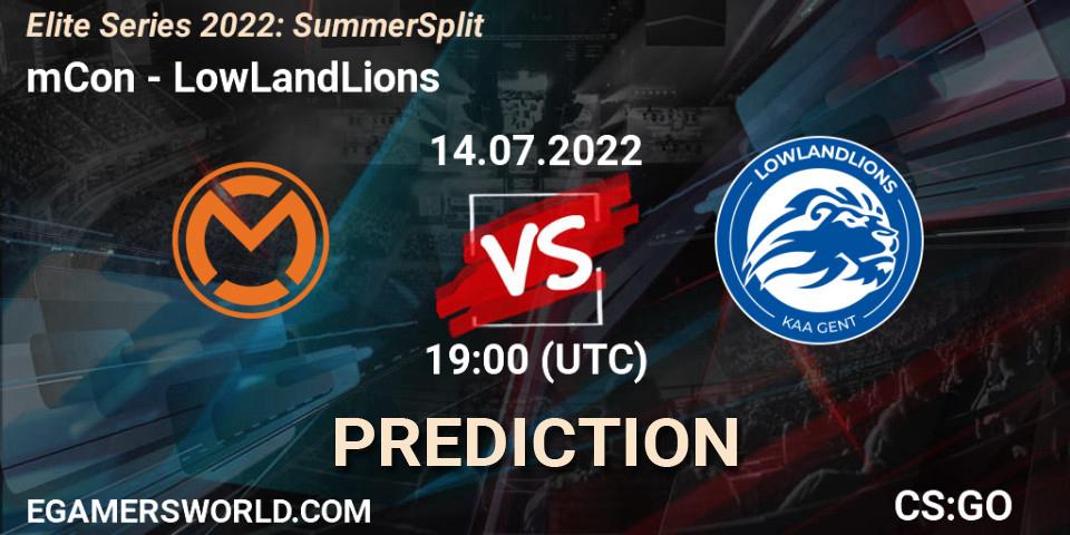 Prognoza mCon - LowLandLions. 14.07.2022 at 19:00, Counter-Strike (CS2), Elite Series 2022: Summer Split