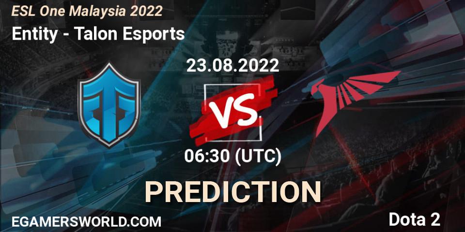 Prognoza Entity - Talon Esports. 23.08.22, Dota 2, ESL One Malaysia 2022