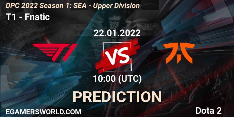 Prognoza T1 - Fnatic. 22.01.2022 at 11:01, Dota 2, DPC 2022 Season 1: SEA - Upper Division