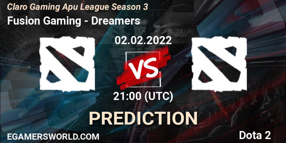 Prognoza Fusion Gaming - Dreamers. 02.02.2022 at 23:44, Dota 2, Claro Gaming Apu League Season 3