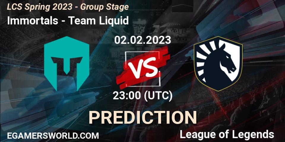 Prognoza Immortals - Team Liquid. 03.02.2023 at 01:00, LoL, LCS Spring 2023 - Group Stage