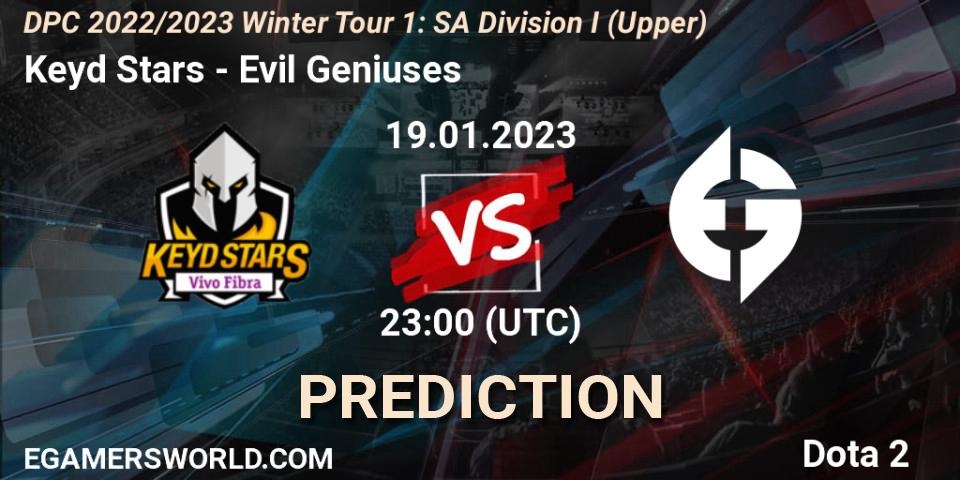 Prognoza Keyd Stars - Evil Geniuses. 19.01.23, Dota 2, DPC 2022/2023 Winter Tour 1: SA Division I (Upper) 