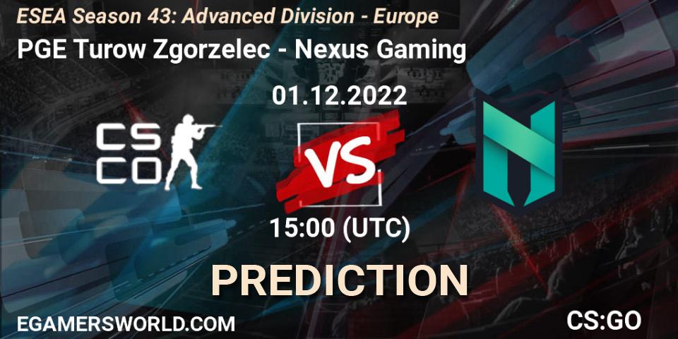 Prognoza PGE Turow Zgorzelec - Nexus Gaming. 01.12.22, CS2 (CS:GO), ESEA Season 43: Advanced Division - Europe